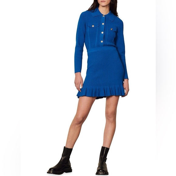 Sold ❌Sandro | Fancy Stitch Knitted Cardigan | L I Blue - Picture 5 of 16